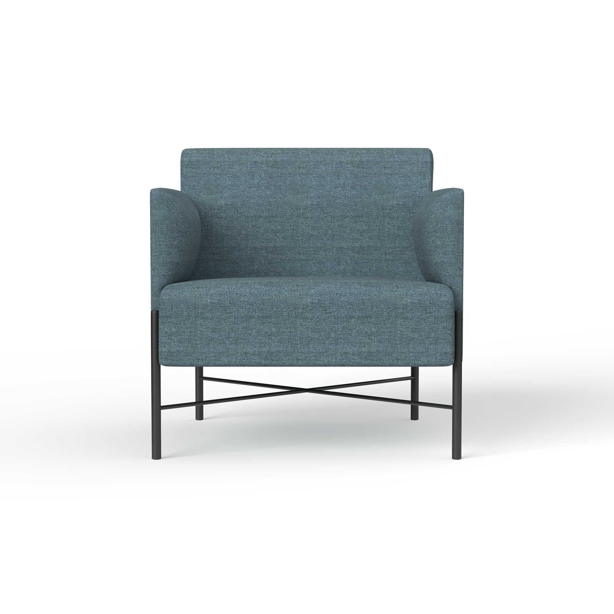 Avalon Sofa Series [Metal, Ocean Blue] 1 Seater – Front (1)