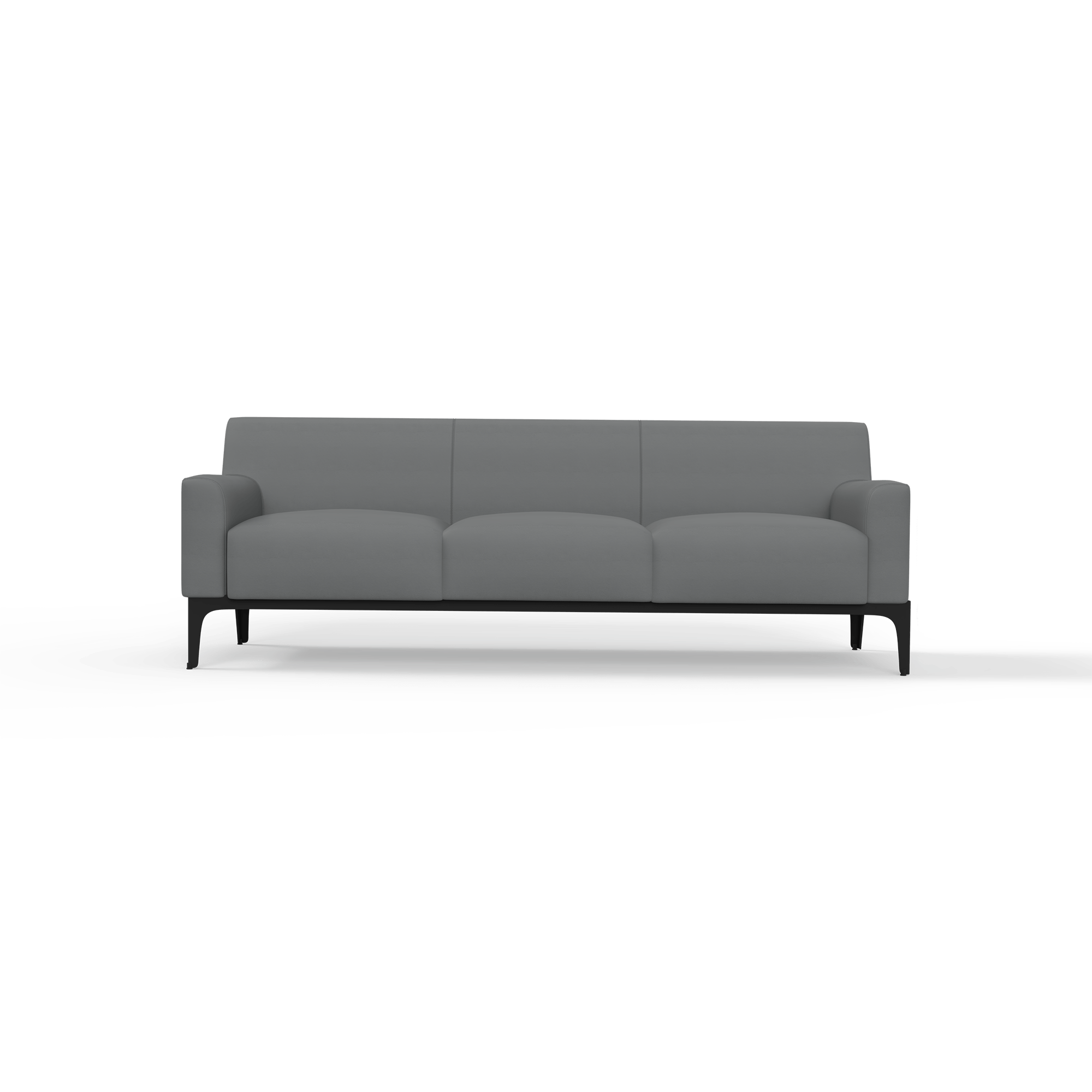 Cedar Lounge Chair [Metal, Charcoal PU] 3 Seater – Front (3)