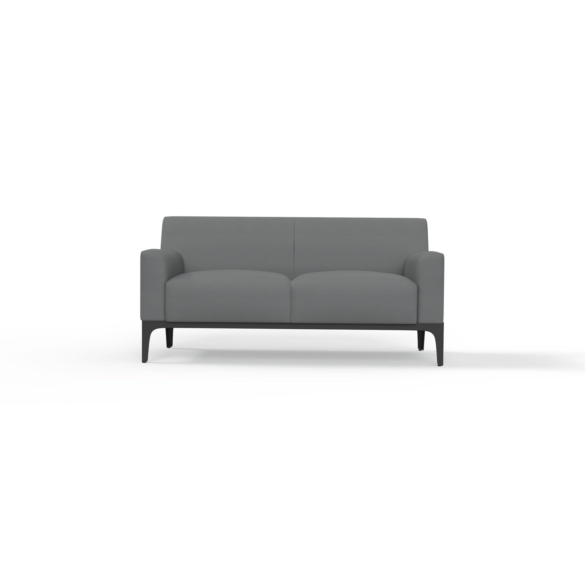 Cedar Lounge Chair [Metal, Charcoal PU PU] 2 Seater – Front (3)