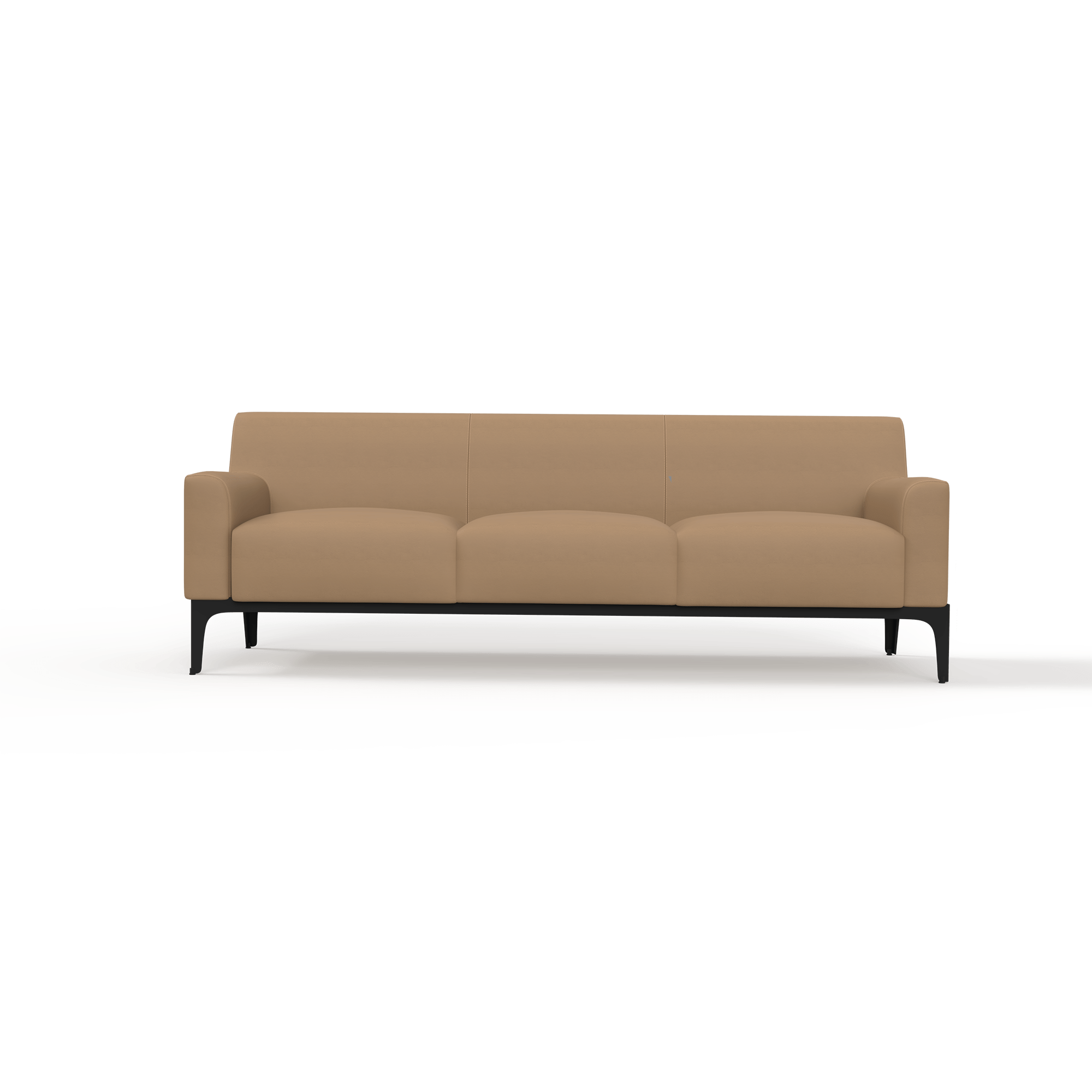 Cedar Lounge Chair [Metal, Walnut and Tan PU] 3 Seater – Front (3)