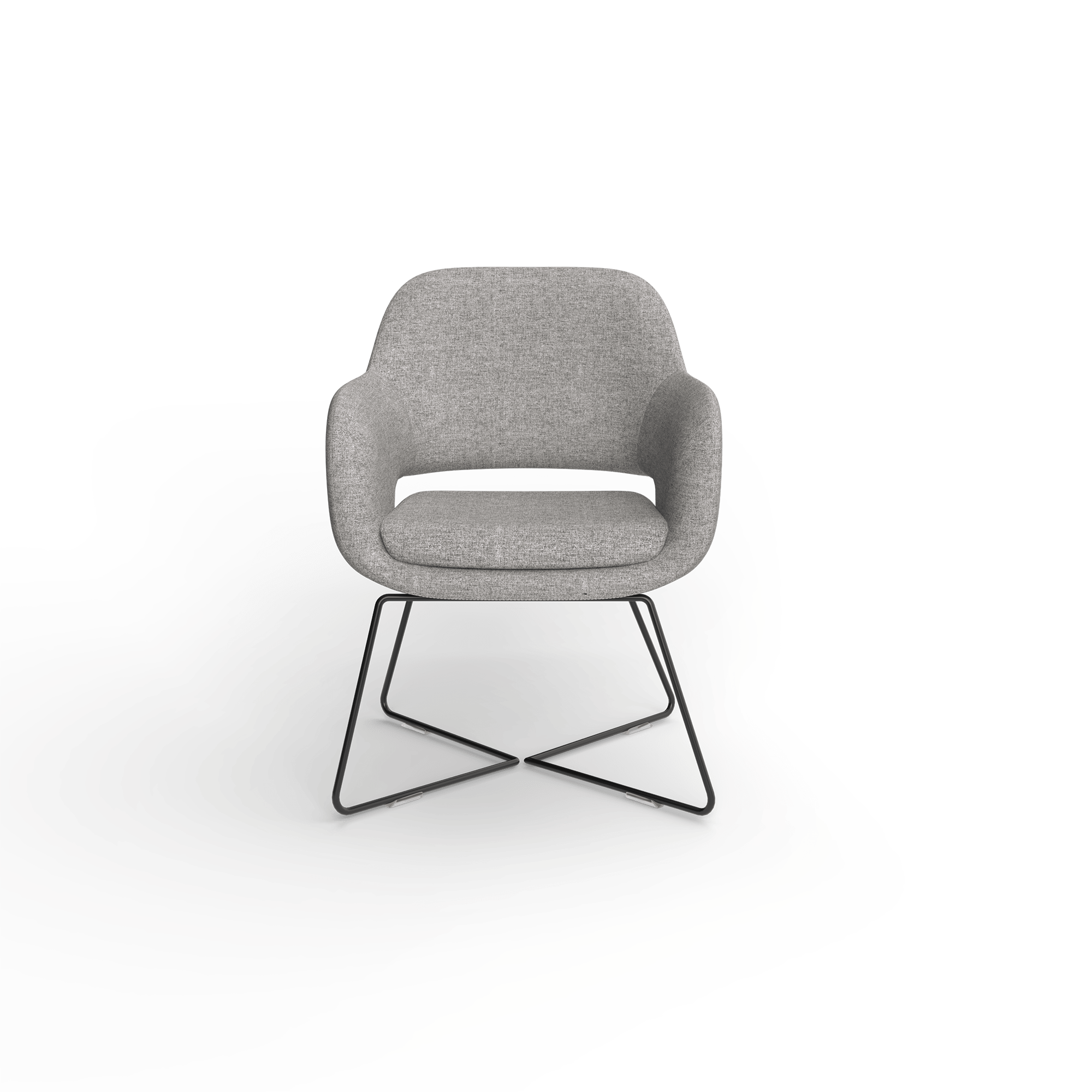 Elaro Arm Chair [Metal Base, Greymist] – Front View