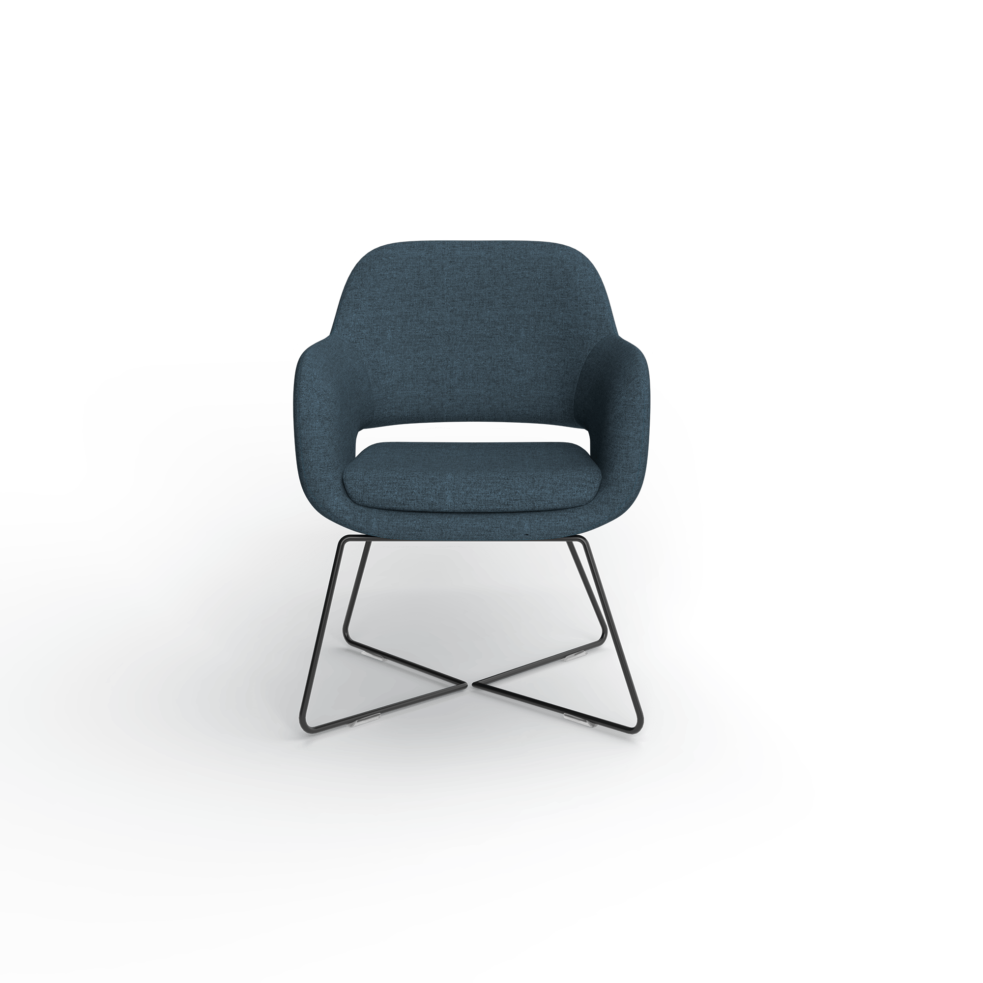 Elaro Arm Chair [Metal Base,Steelblue] – Front View