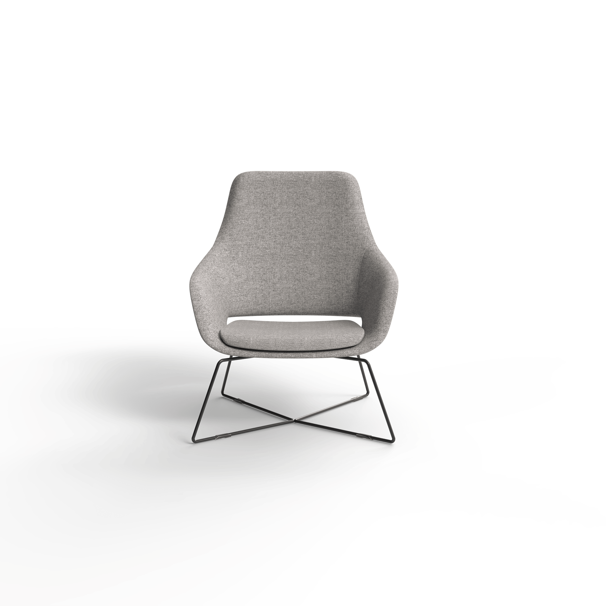 Elaro Lounge Chair [Metal Base, Greymist] – Front View