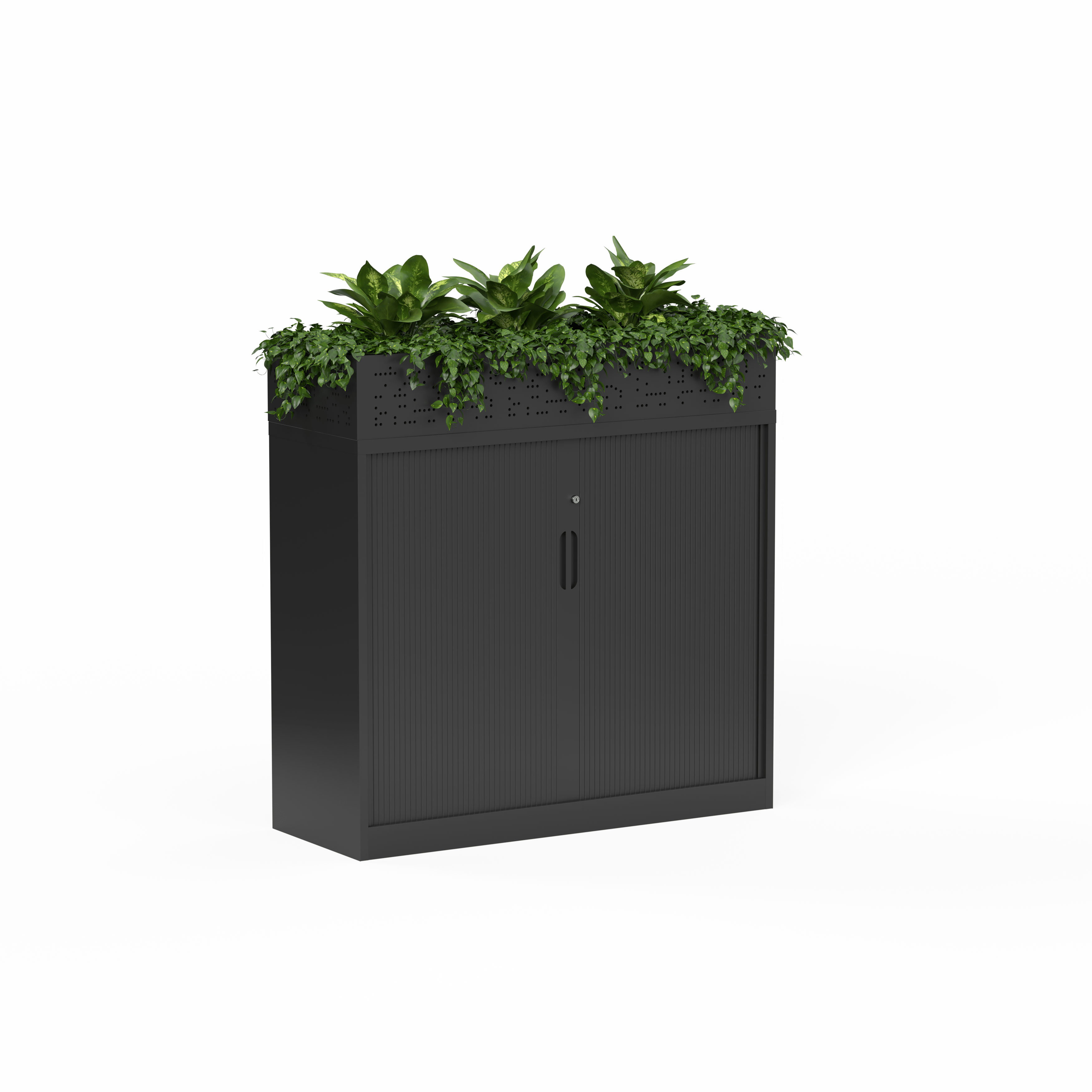 02 Tempo Tambour Cabinet 1020 x 1200 x 450 with Planters_Black