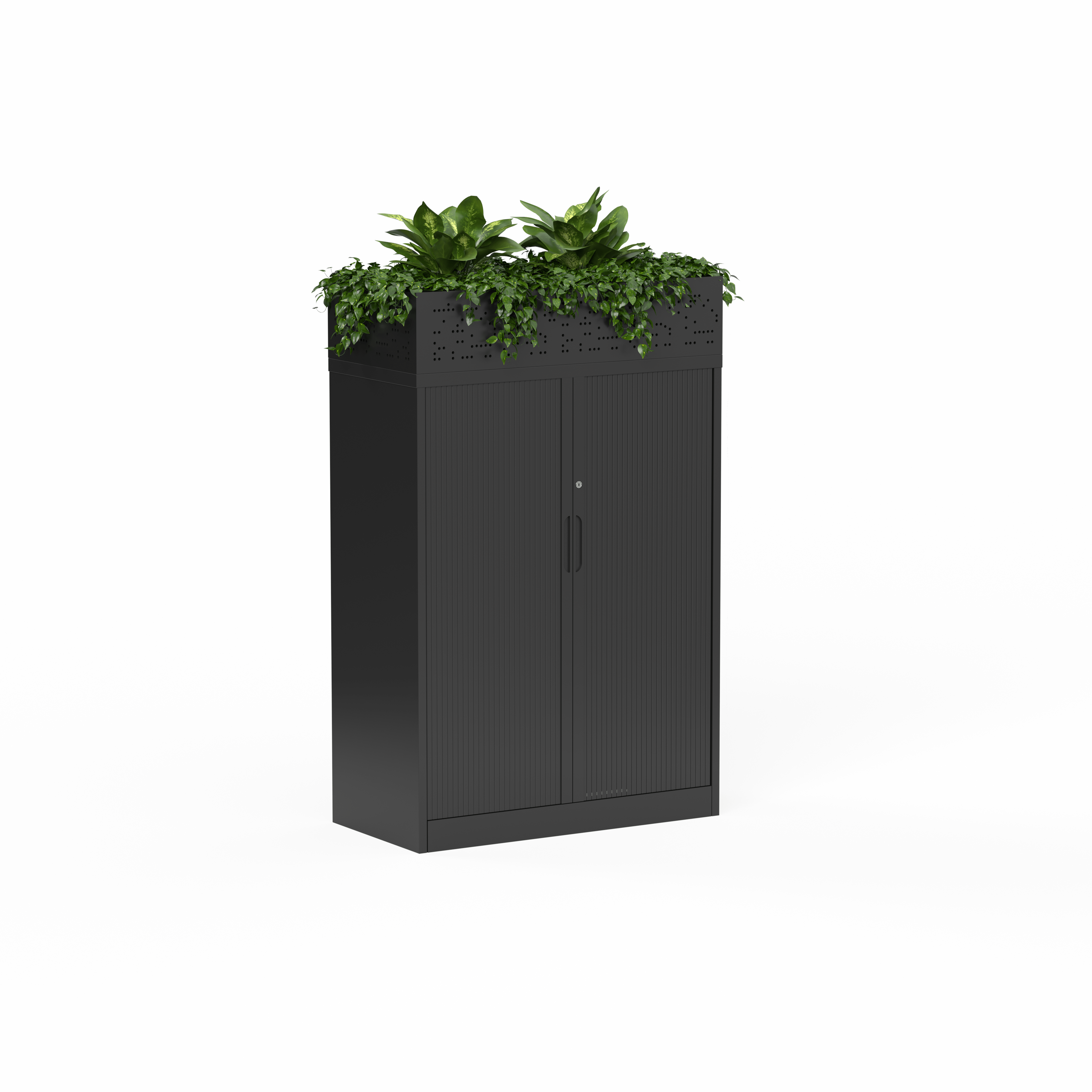 02 Tempo Tambour Cabinet 1200 x 900 x 450 with Planters_Black